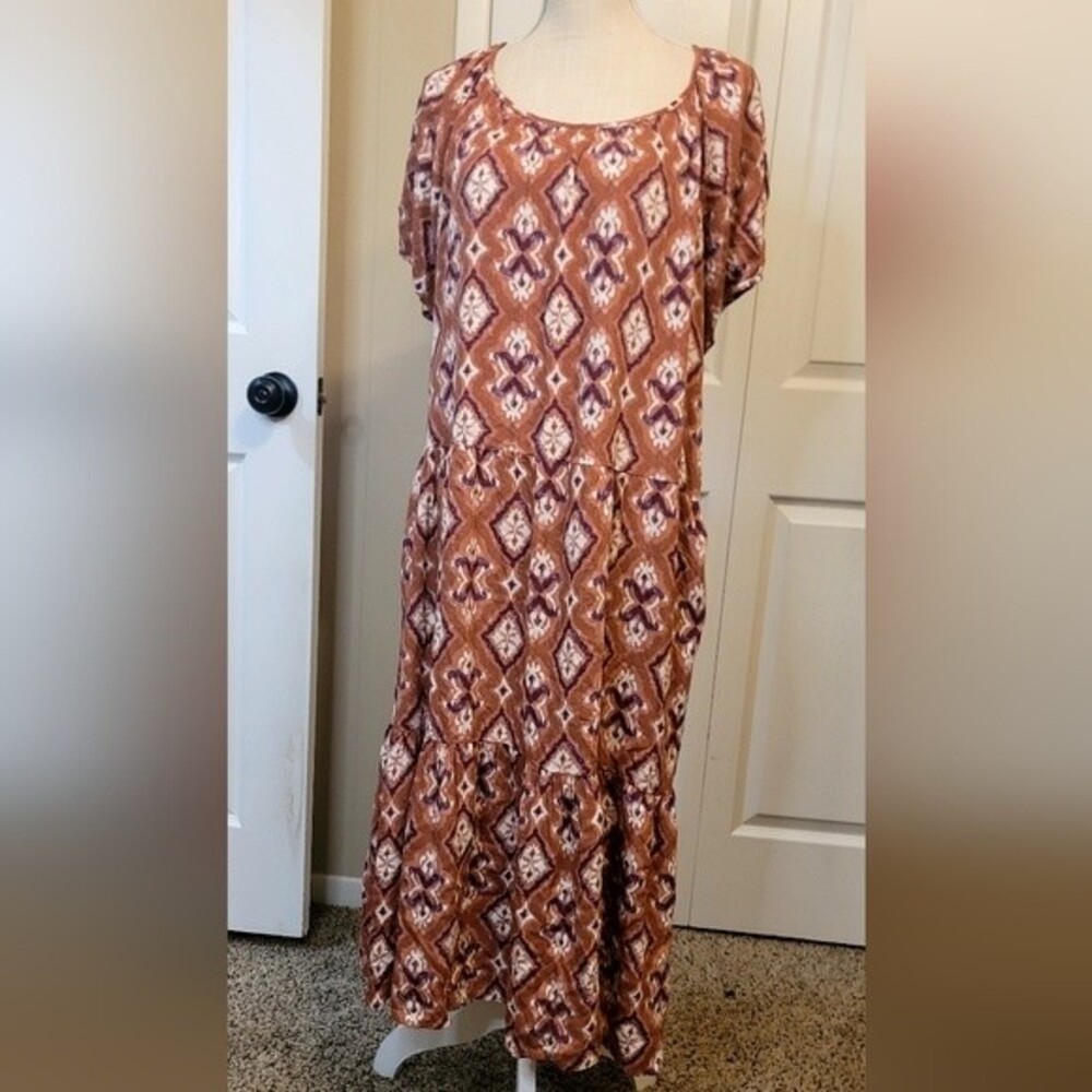 Knox Rose Boho Rust Brown Puff Sleeves NWT Size M